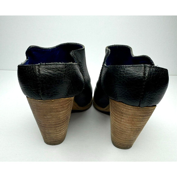Jeffery Campbell Bootie Womens 6 Black Leather Mule Slip On Block Heel Ibiza - Picture 9 of 11